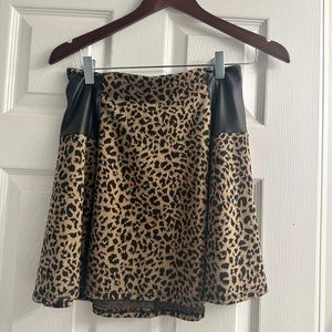 Women’s skirt - cheetah print with leather detail